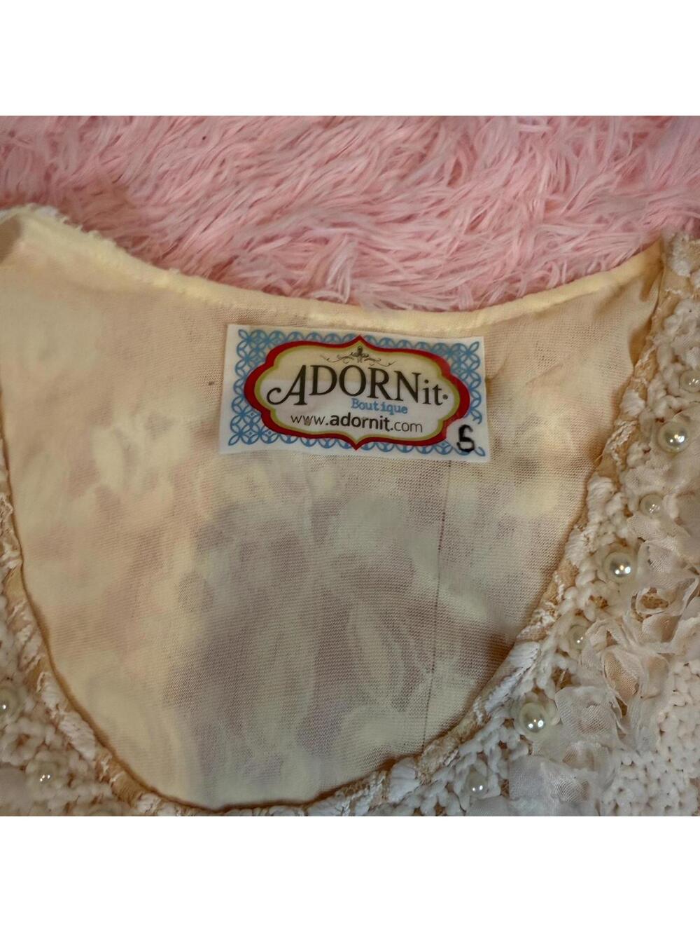Adornit Cream Lace Dress With Beaded Details And Floral Embroidery View 5